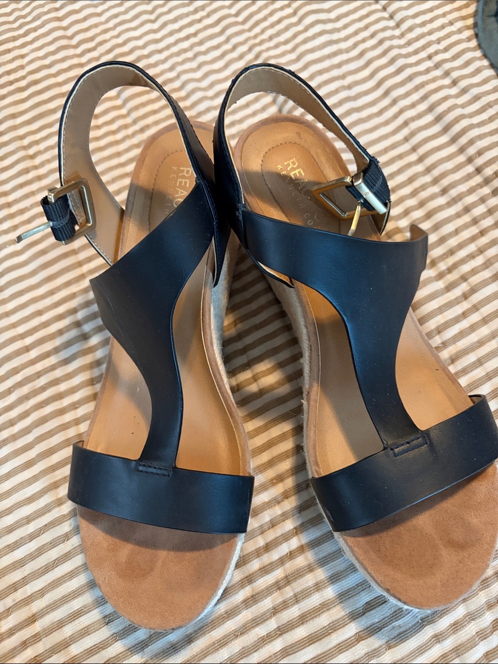 Reaction Kenneth Cole Black Women's Wedge Sandals by (T-strap)